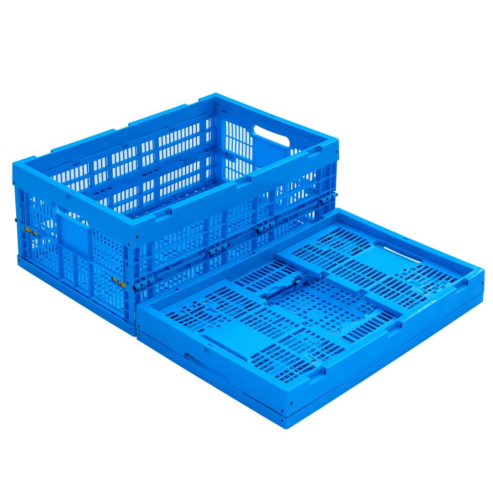 Plastic foldable storage mesh crates with lids