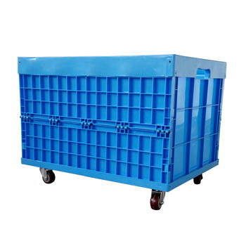 Plastic Durable Foldable Storage Crates Industry Cube Basket with wheels